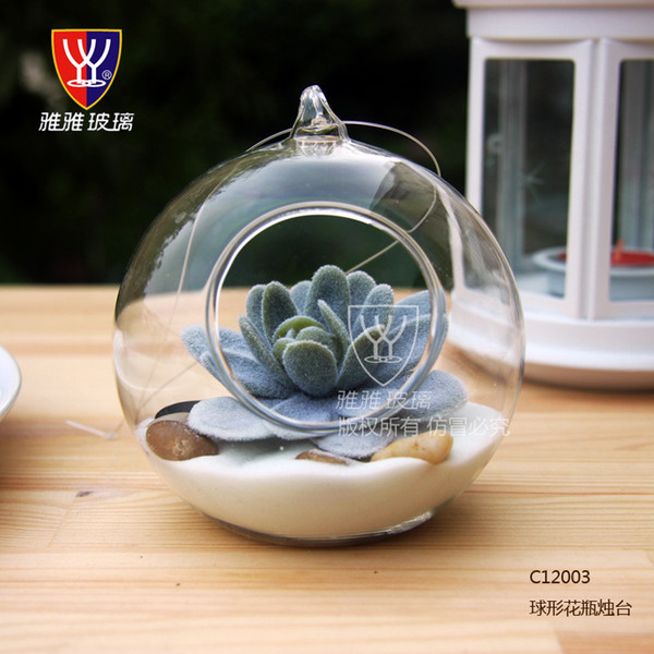 10CM Big Terrarium Borosilicate Hanging Glass Flower Vase Round Tabletop Vases Home Decor Wedding Decoration Transparent