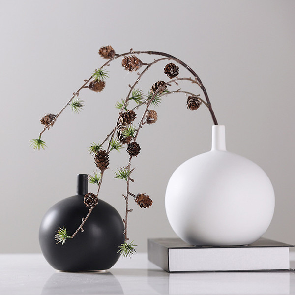 Creative White Ceramic Vase Decoration Housewarming Home Decorations Art Crafts Spherical Flower Vase Ornaments Wedding Gifts