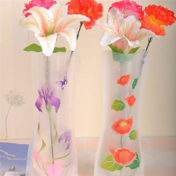 1Pc Eco-friendly Foldable Folding Flower PVC Durable Vase Wedding Party Decor Random Color Easy to Store 27 x 12cm