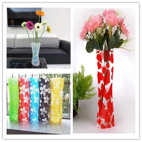 Home Decals Creative Environmental Protection PVC Plastic Foldable Vase Flowers Jardiniere Mixed Colors 200 pcs NAR019