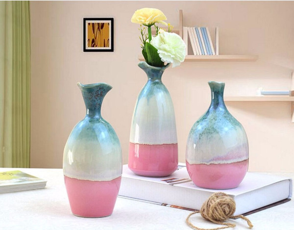 17x8cm Mini Ceramic vase Flower Arrangement Living Room Decoration Crafts 3 Different Styles