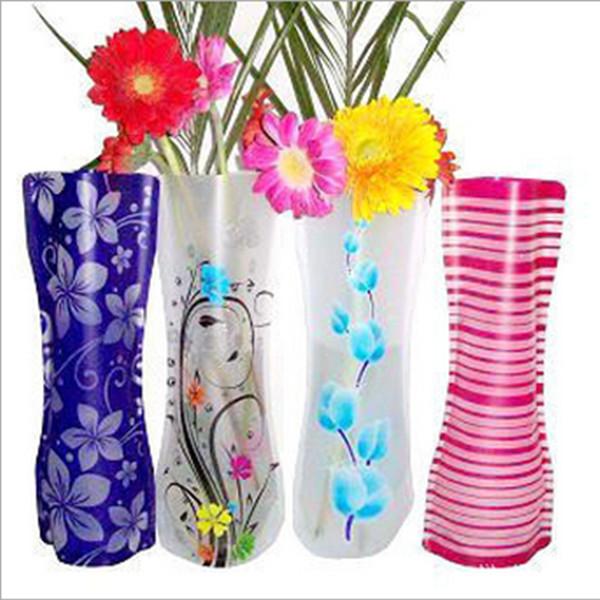 1PC Free Shipping Folding Plastic Vase PVC Transparent Countertop Foldable Vase Fish Tank Art