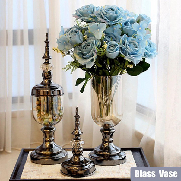 Glass Flower Vase Candle Floral Holder Stand Tabletop Vase Wedding Party Candlestick Table Wedding Home Decoration Candelabra