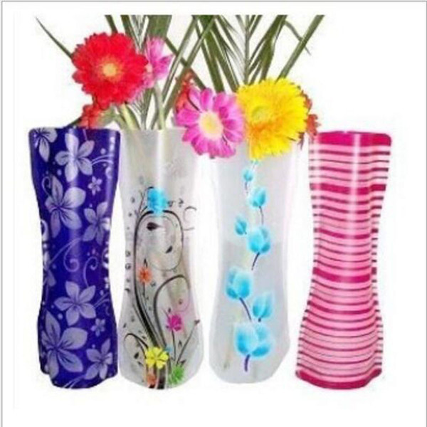 12*27cm Creative Clear Eco-friendly Foldable Folding Flower PVC Vase Unbreakable Reusable Home Wedding Party Decoration DHL