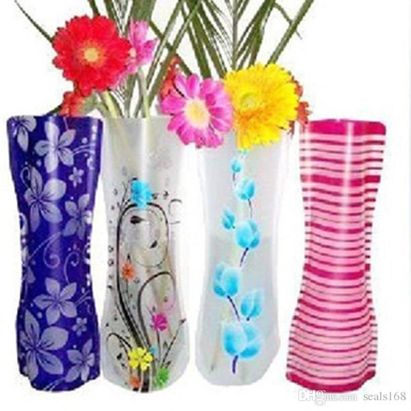 DHL Hot Pvc Foldable Vases Collapsible Water Bag Plastic Wedding Party Vases Home Ornaments Decoration Tablletop Vase 27*12cm HH7-1075