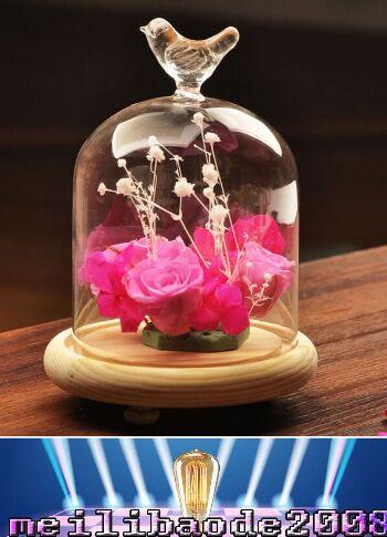 2017 NEW High quality party delicate glass display case/preserved flower vase/birthday/Chrismas gift with glass dome MYY