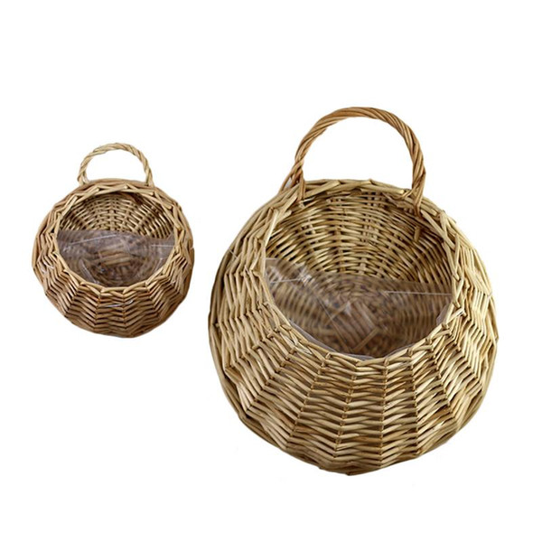 1pcs Hand Made Wicker Rattan Flower Basket Nest Flower Pot Planter Hanging Vase Container Garden Wall Decor Storage Container