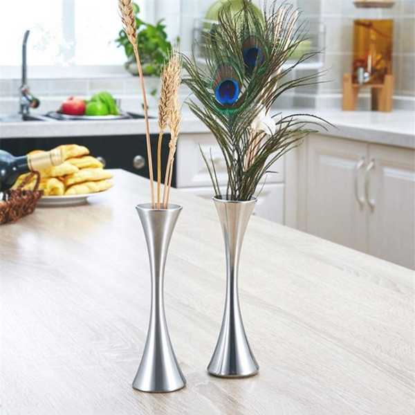 New stainless steel vase single small vases decoration table surface Creative vase modern flower arrangement wedding vases T8I040