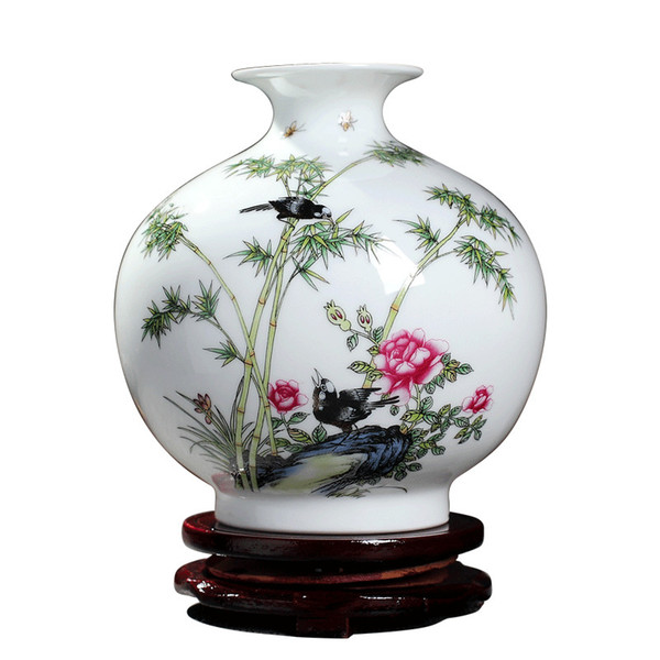 Jingdezhen ceramic apple vase fllower Bird living room wine cabinet antique rack ornaments crafts flower arranging decorations