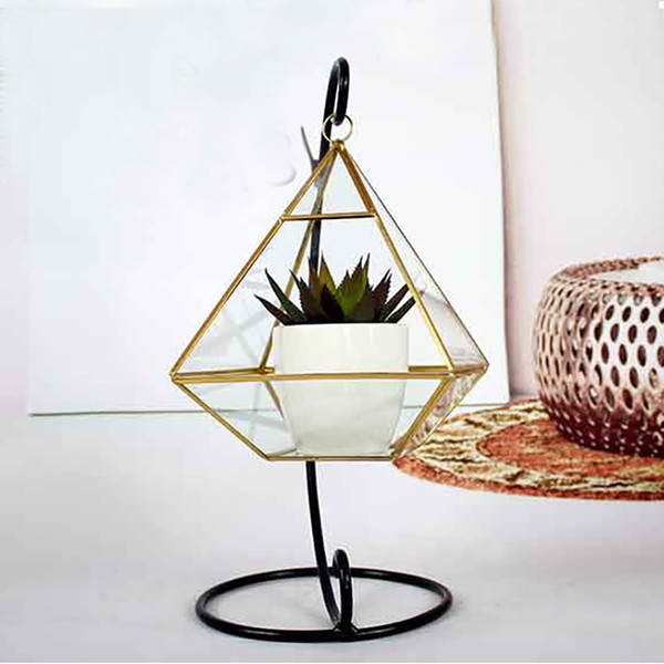 Glass Terrarium Geometric Container Desktop Planter For Air Plants Holder Miniature Outdoor Fairy Garden Decorative Vases Gift TY7-373