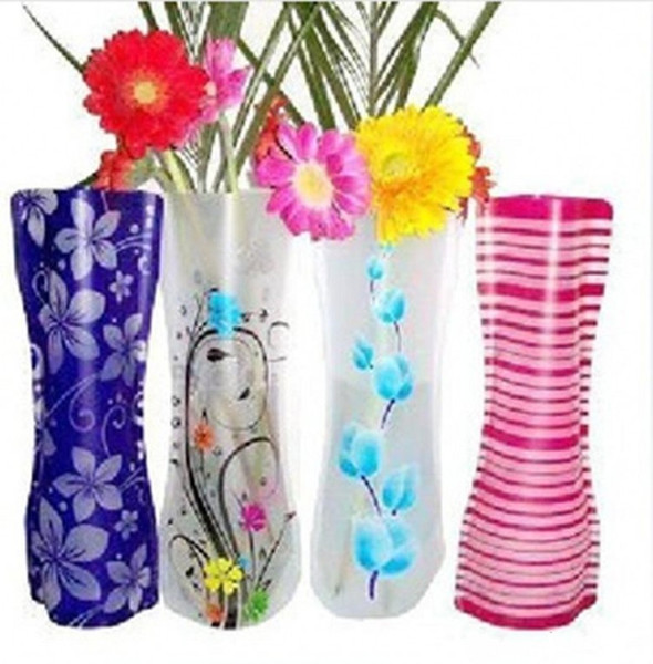 Creative Clear PVC Plastic Vases Eco-friendly Foldable Folding Flower Vase Reusable Home Wedding Party Decoration Plastic Flower Vases