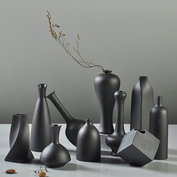 Ceramic black flower vase The Edges & Corners Vases Ceramic Black Tabletop Vase Home Decoration Fashion Modern vases