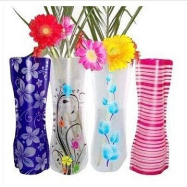 Creative Clear Eco-friendly Foldable Folding Flower PVC Vase Unbreakable Reusable Home Wedding Party Decoration Fashion 12*27cm