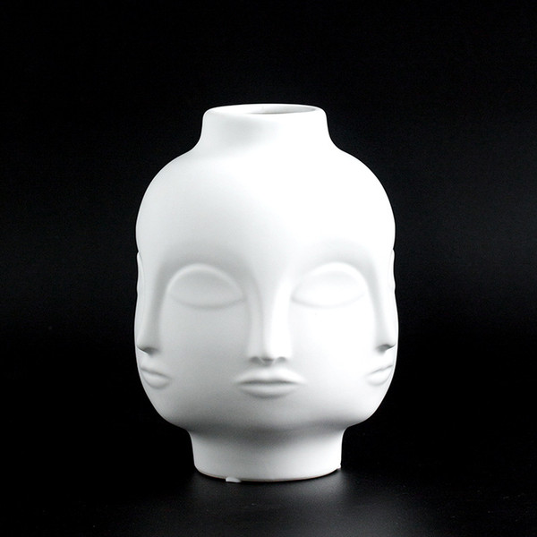 Ladies Face Head Planter Vase Face Vase for Flower Human Flower Succulent Pot Home Garden Ornament White Ceramic Craft