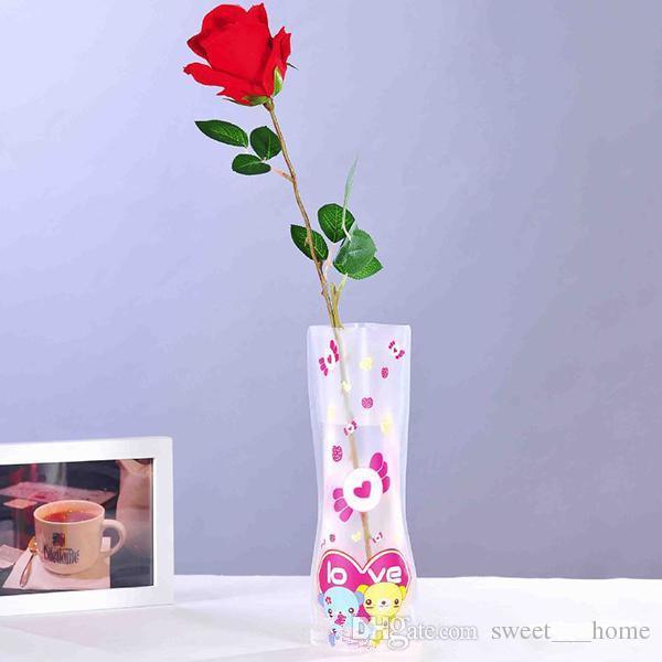 Hot Foldable Vase Wholesale Weddings Vases Water Bag PVC Plastic Decoration Home Ornaments Whole Sale Free Shipping