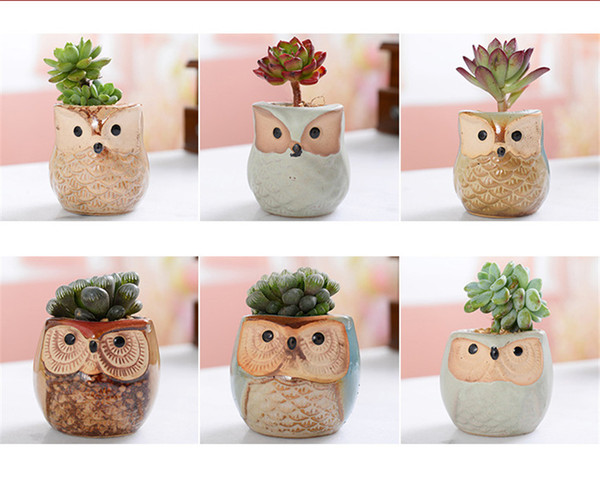 Creative Cartoon Owl-shaped Flower Pot Succulents Fleshy Plants Flowerpot Ceramic for Home Garden Office Decoration Top Quality Free DHL