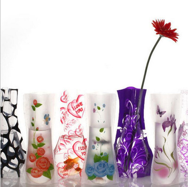 12*27cm Creative Clear Eco-friendly Foldable Folding Flower PVC Vase Unbreakable Reusable Home Wedding Party Decoration DHL