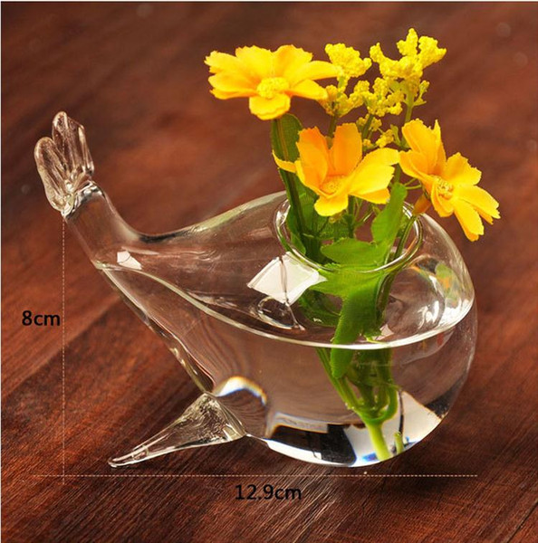 6pcs Cute whale crafts Flower vases home decoration glass vases flower pots planters mother day gift