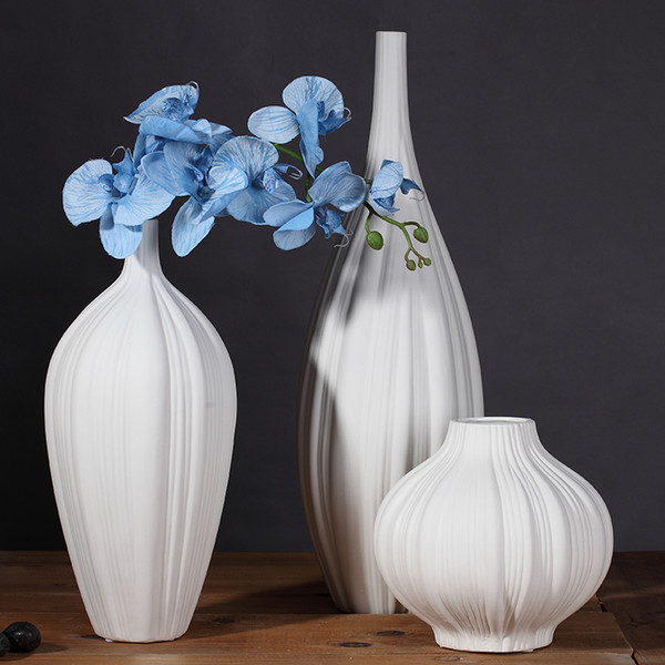 Design white ceramic creative contracted flower vase pot home decor craft room decoration handicraft porcelain figurine bedroom