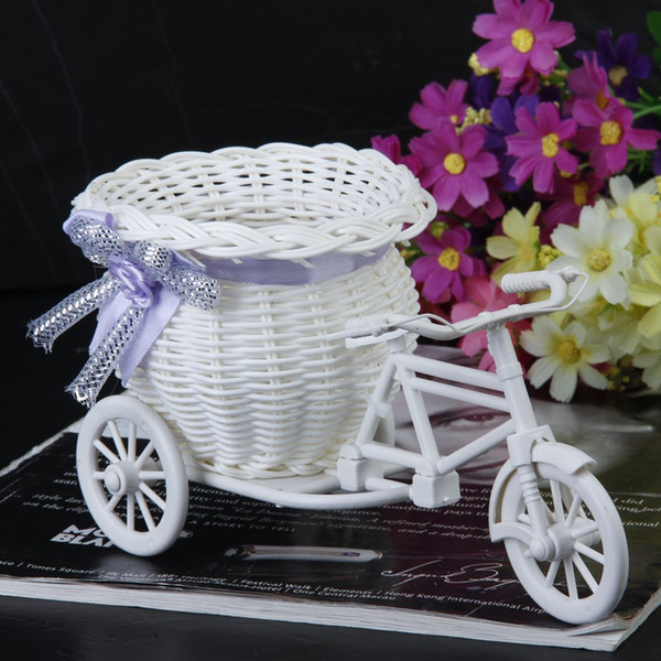 EYFL 2017 Hot Sale New Plastic White Tricycle Bike Design Flower Basket Container For Flower Plant Home Weddding Decoration