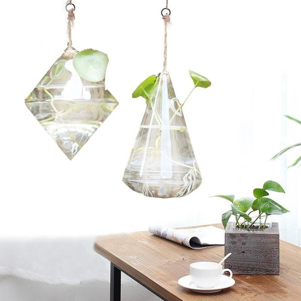 Glass Vase Terrarium Glass Containers Hanging Jarron Cristal Colgante Free & Clear Hydroponic Plant Vases Home Office Decoration