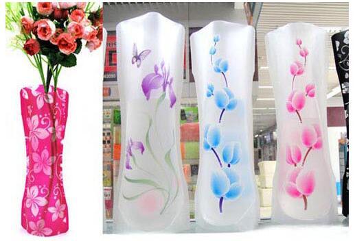 12*27cm Creative Clear Eco-friendly Foldable Folding Flower PVC Vase Unbreakable Reusable Home Wedding Party Decoration