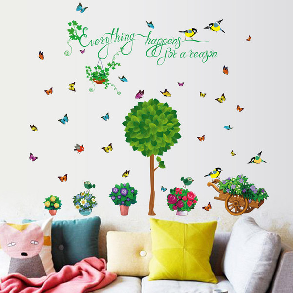 tree flower butterfly garden wall stickers for kids rooms children room nursery bedroom living room home decor mural