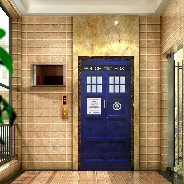 New Doctor Who Wall Decal Blue TARDIS Fathead-Style Door Sticker Graphic Unique Mural Cosplay Gifts 4 Sizes