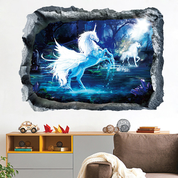 nordic home decoration 3d wall sticker unicorn poster kids room decal wallpaper pvc pegatinas modern house decor