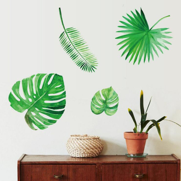 green leaf wall sticker tropical plant room decoration nordic summer poster country garden decor leaves decal