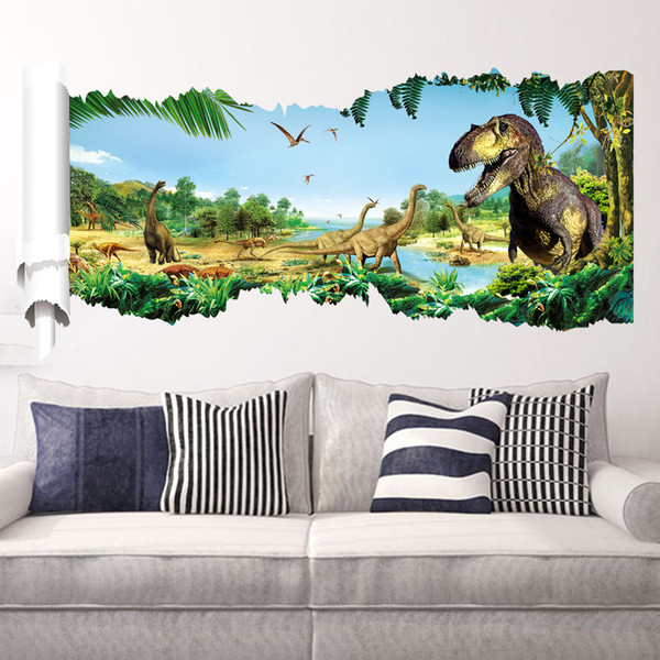 kids room jurassic park wall sticker dinosaur living room decal modern animal poster boy wallpaper decoration