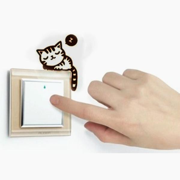 5PCS New Arrived Removable Cat Nap Switch Stickers Vinyl Wall Sticker Home Decoration Black