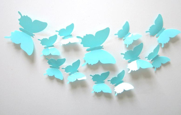 top 120pcs=10sets 3D Butterfly Wall Stickers Butterflies Docors Art / DIY Decorations Paper mixed colors hot sale a146