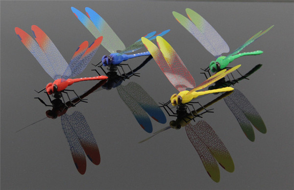 50pcs/bag Magnet plunger style Artificial dragonfly 3D Stickers Wedding decoration background three-dimensional 4 color Home Decor Wholesale