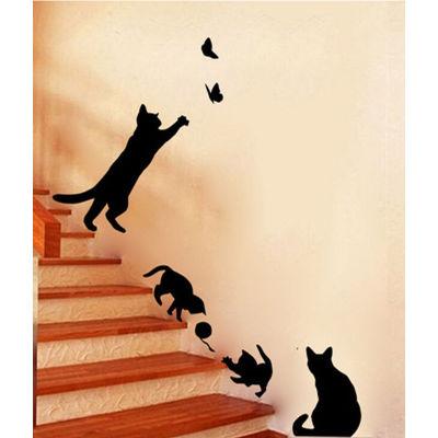 Wholesale- 1pcs Cute Cat switch stickers wall stickers home decoration Room Window Wall Decorating Vinyl Decal Sticker Decor Cartoon 2018