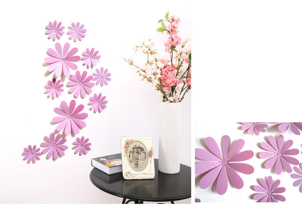 new Wholesale 12pcs/bag fashion sticker Carved flowers Glue stick fridge sticker Home background corridor three-dimensional 3D Sticker Decor