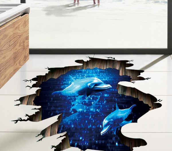 Wall Stickers and floor stickers high quality PVC For Home Decoration Removable Art Mural Wallpaper for livingroom dolphin 60*90cm