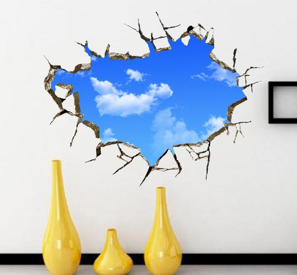 Wall Stickers Decals vivid 3D the sky and cloud high quality PVC For Home Decoration Removable Art Mural Wallpaper for livingroom 70*90