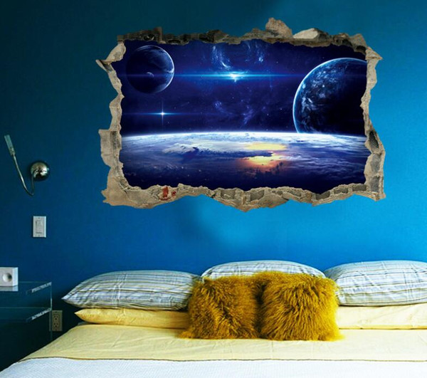 Hot Sale Wall Stickers Decals vivid 3D outspace high quality PVC For Home Decoration Removable Art Mural Wallpaper for livingroom 45*60cm