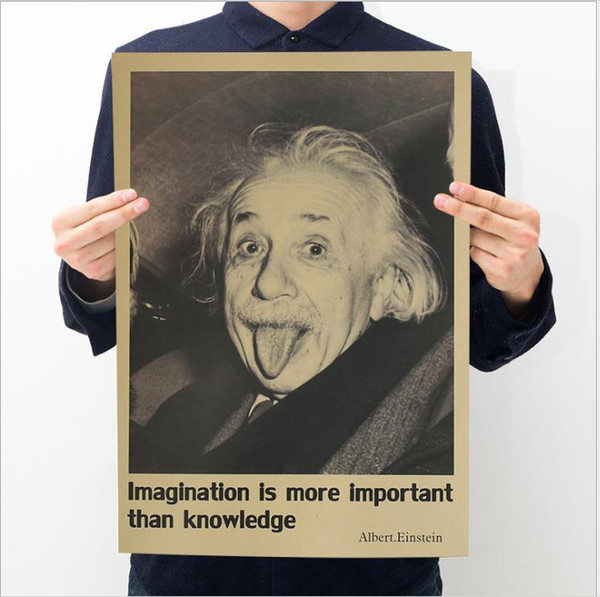 hot sell high quality Brown Poster Einstein monkey dark night for bar restaurant home and business brown paper about50*35cm