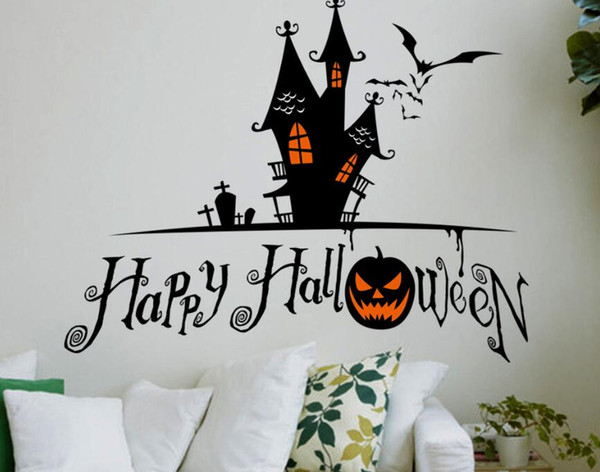 Hot sale Happy Halloween DIY Wall Sticker Decals wholesale Removable Vinyl Wall Art Stickers for Home or show window Office