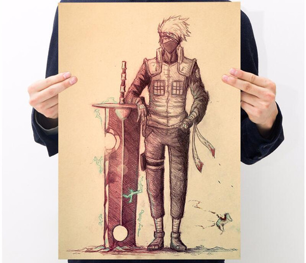 Japanese Comic Brown Poster anime Naruto Uzumaki Pinup and Mural for your home bar and business brown paper50*35cm