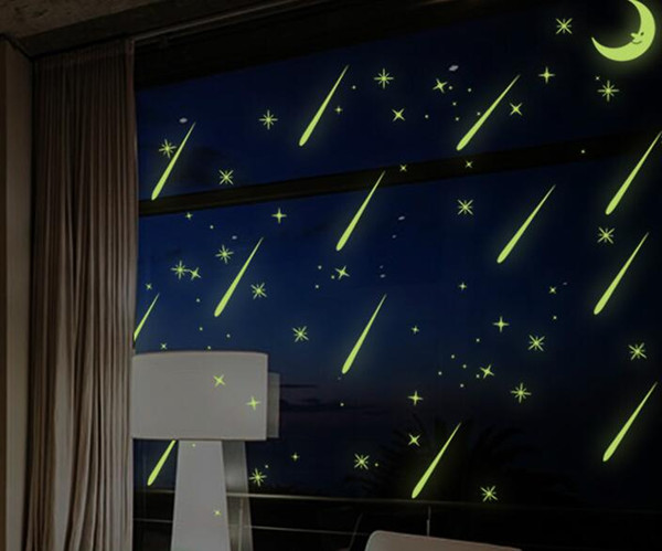 hot sale wall sticker night light Romantic Meteor Shower Moon DIY Wall Stickers Night Glow in Dark Luminous Stars Nursery / Kid's Room