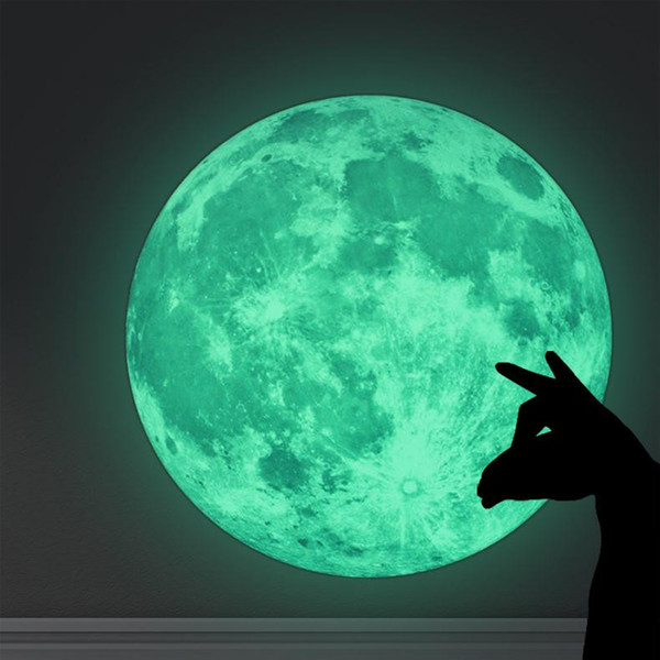 1pcs 30cm Large Moon Glow in the Dark Luminous Wall Sticker Home Decoration Decor