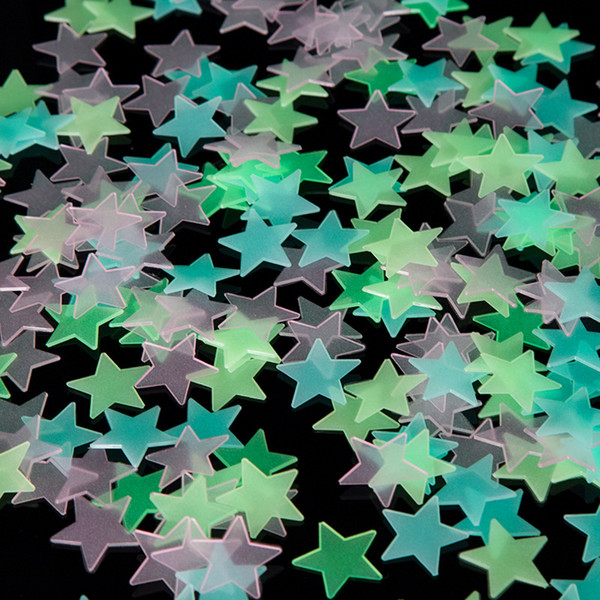 4 Color 3cm Star Wall Stickers Stereo Plastic Luminous Fluorescent Paster Glowing In The Dark Decals For Baby Room B