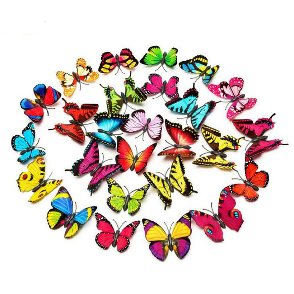 New Artificial Butterfly Garden Decorations Simulation Butterfly Stakes Yard Plant Lawn Decor Fake Butterefly with magnet