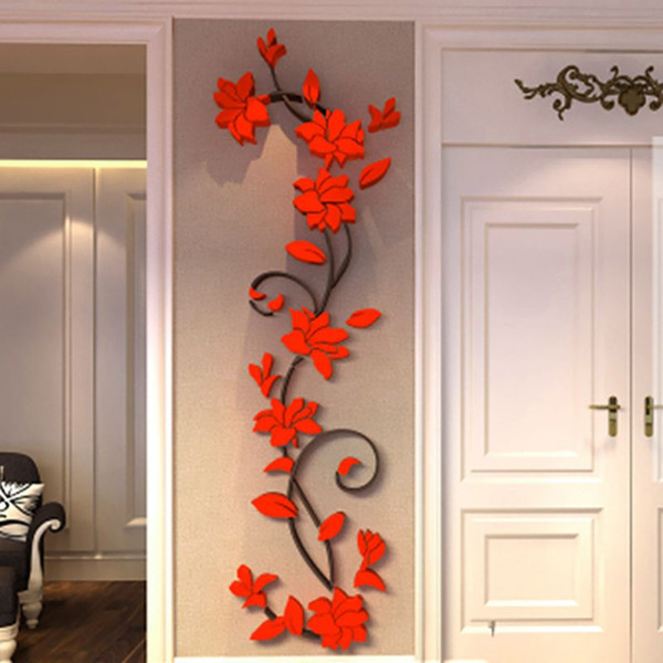 3D DIY Vase Flower Tree Removable Art Vinyl Wall Stickers Decal Mural Home Decor For Home Bedroom Decoration Hot Sale