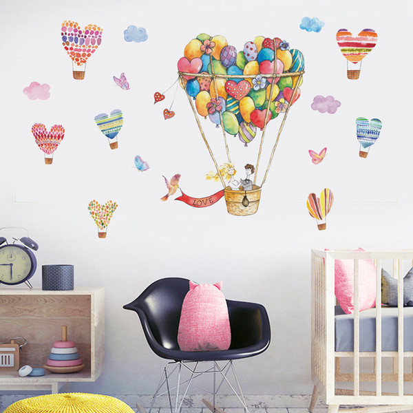 Cute Hot-air Balloon And Heart Wall Decal Art Wall Stickers Vinyl Home Room Decor