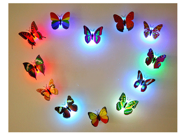 LED Butterfly Wall Sticker Hangings 3D Wall Decros Party Decoration Halloween Christmas Ornaments Night Lights Decor