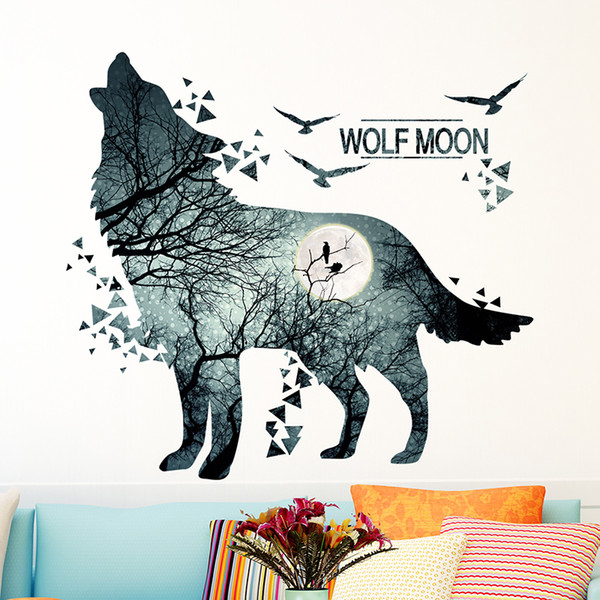 ome Decoration Posters Wall Stickers [SHIJUEHEZI] Wolf Animal Wall Stickers DIY Tall Buildings Mural Decals for Kids Rooms Living Room H...